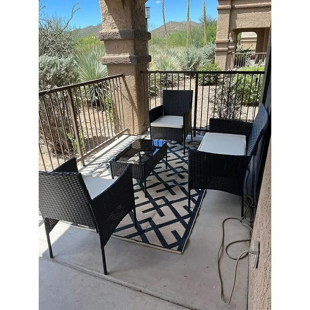4-Piece Rattan Patio Furniture Set with Cushions