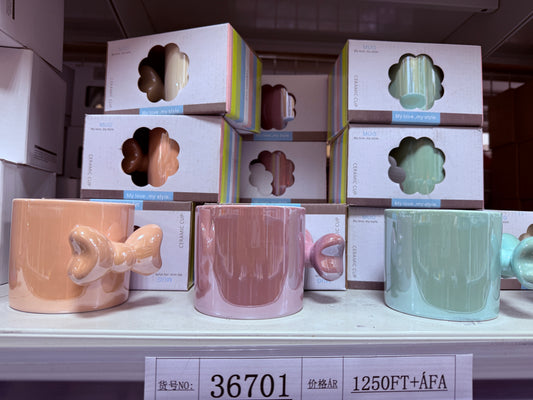 CERAMIC CUP Cute Bow Handle Ceramic Mug Collection 350ml - Model 36701