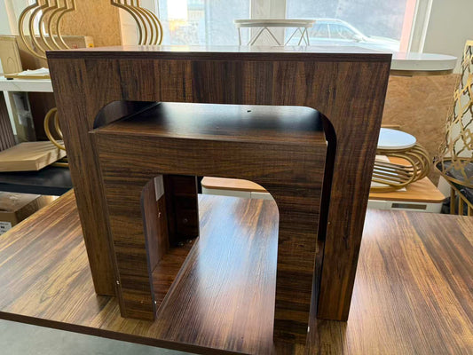 Tribesigns Walnut Nesting Table Set of 2 – C-Shaped | Large 70x40x65cm + Small 50x27x48cm