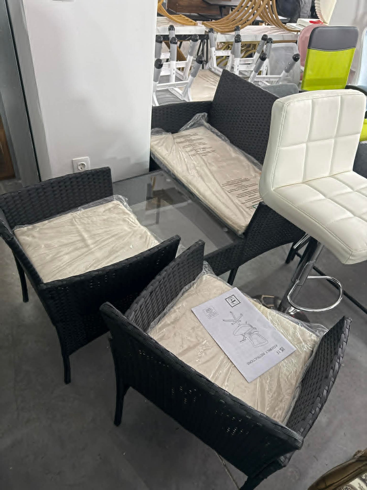 4-Piece Rattan Patio Furniture Set with Cushions