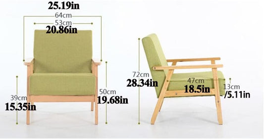 BTZHY Mid-Century Modern Armchair – Wooden Frame | 64x47x72cm | 170kg Capacity