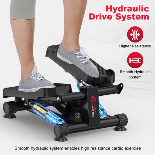 GartistGo Hydraulic Mini Stepper – LCD Monitor | Resistance Bands | 140kg | Super Quiet 25dB