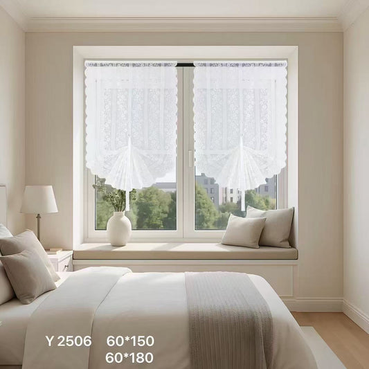 Lace Balloon Curtain – White Floral Sheer | 2pcs per Pack | Y2505 / Y2506