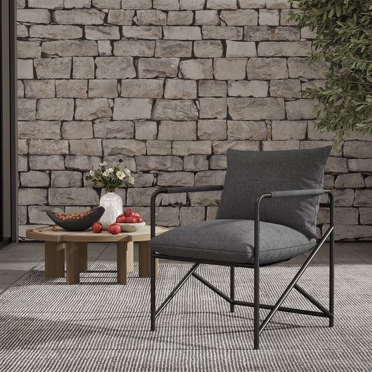 DRYFEEDO Metal Sling Accent Chair – Ergonomic | Indoor & Outdoor | Beige / Grey